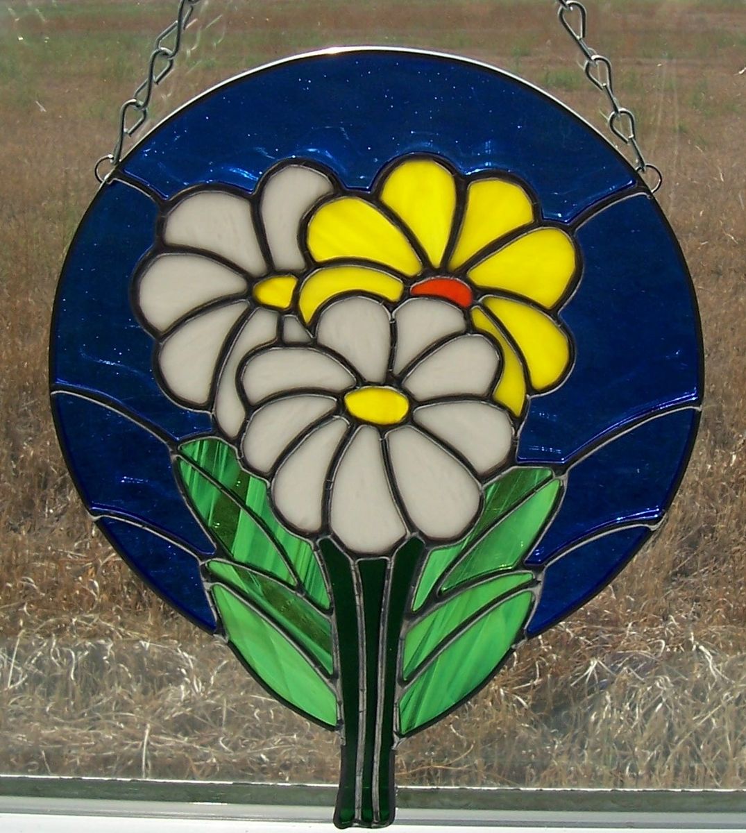 Daisy bouquet stained glass suncatcher